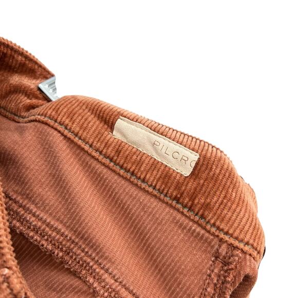 Anthropologie Pilcro The Icon Corduroy Pants Mid-Rise Wide Flared Rust Size 27 - Picture 11 of 15